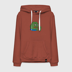 Толстовка-худи хлопковая мужская Pepe love пепе лов, цвет: кирпичный