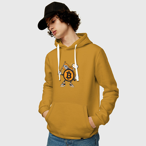 Мужская толстовка-худи Биткоин BTC / Горчичный – фото 3