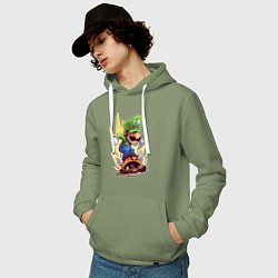 Толстовка-худи хлопковая мужская Angry Luigi, цвет: авокадо — фото 2