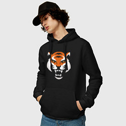 Толстовка-худи хлопковая мужская Smile Tiger, цвет: черный — фото 2