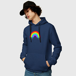 Толстовка-худи хлопковая мужская Colors of rainbow, цвет: тёмно-синий — фото 2