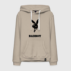 Толстовка-худи хлопковая мужская BAD BOY PLAYBOY, цвет: миндальный