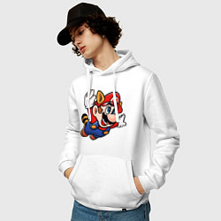 Толстовка-худи хлопковая мужская Mario bros 3, цвет: белый — фото 2