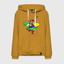 Толстовка-худи хлопковая мужская Yoshi&Mario, цвет: горчичный