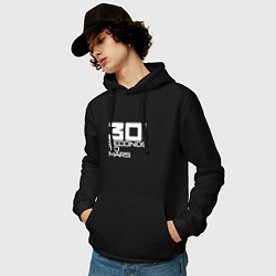 Толстовка-худи хлопковая мужская 30 Seconds To Mars logo, цвет: черный — фото 2