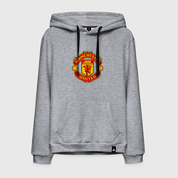 Толстовка-худи хлопковая мужская Манчестер Юнайтед логотип, цвет: меланж