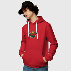 Толстовка-худи хлопковая мужская Миннесота Уайлд логотип, цвет: красный — фото 2