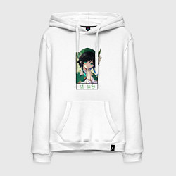 Толстовка-худи хлопковая мужская Вен ти в рамке genshin impact, цвет: белый