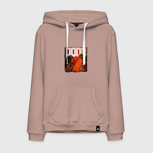 Мужская толстовка-худи Думгай пронзает демона DOOM / Пыльно-розовый – фото 1