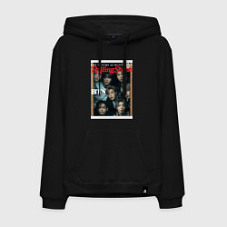 Толстовка-худи хлопковая мужская BTS БТС на обложке журнала, цвет: черный