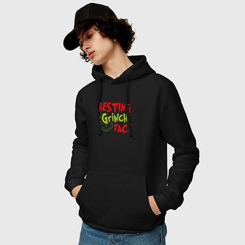 Мужская толстовка-худи Resting Grinch Face Новогодний / Черный – фото 3