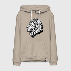 Толстовка-худи хлопковая мужская Лев в наушниках, цвет: миндальный