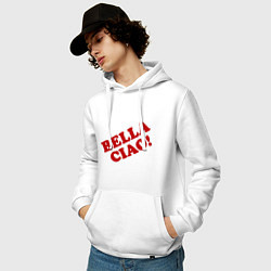 Толстовка-худи хлопковая мужская Bella Ciao!, цвет: белый — фото 2