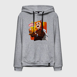 Толстовка-худи хлопковая мужская Вкусно говорит Ренгоку , Клинок рассекающий демоно, цвет: меланж