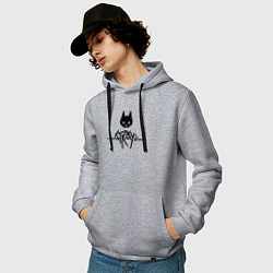 Толстовка-худи хлопковая мужская Stray: Black Logo, цвет: меланж — фото 2
