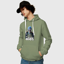 Толстовка-худи хлопковая мужская Resident alien, цвет: авокадо — фото 2