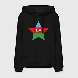 Толстовка-худи хлопковая мужская Azerbaijan Star, цвет: черный