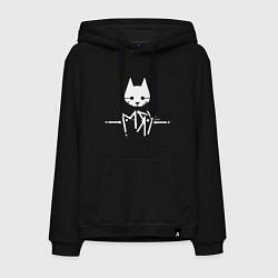 Толстовка-худи хлопковая мужская Stray: Мяу, цвет: черный