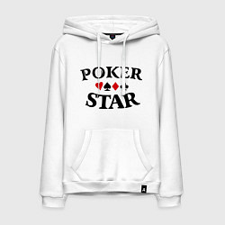 Толстовка-худи хлопковая мужская Poker Star, цвет: белый