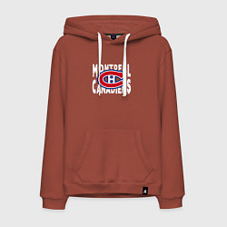Толстовка-худи хлопковая мужская Монреаль Канадиенс, Montreal Canadiens, цвет: кирпичный