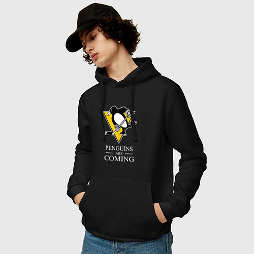 Мужская толстовка-худи Penguins are coming, Pittsburgh Penguins, Питтсбур / Черный – фото 3