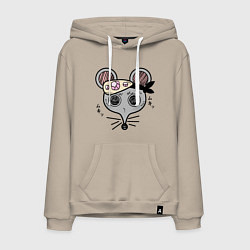 Толстовка-худи хлопковая мужская Клинок, рассекающий демонов Мыши-ниндзя Шиноби Kim, цвет: миндальный