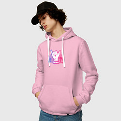 Толстовка-худи хлопковая мужская Летний форт, цвет: светло-розовый — фото 2