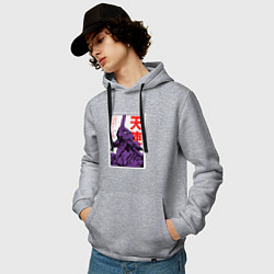 Толстовка-худи хлопковая мужская Евангелион ltd 0001, цвет: меланж — фото 2