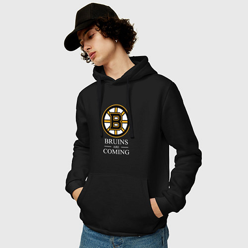 Мужская толстовка-худи Boston are coming, Бостон Брюинз, Boston Bruins / Черный – фото 3