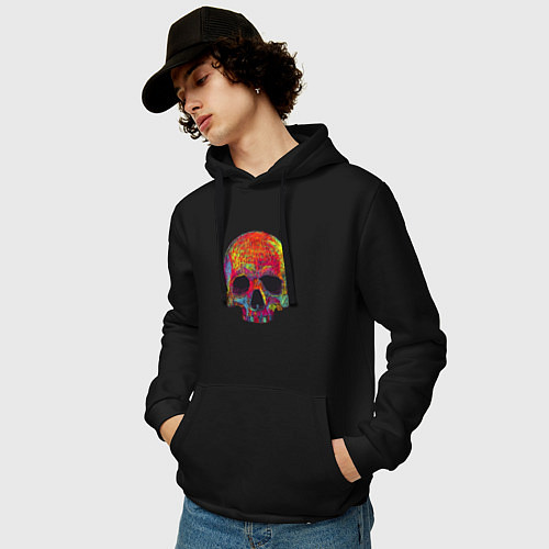 Мужская толстовка-худи Cool color skull / Черный – фото 3