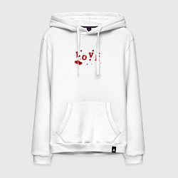 Толстовка-худи хлопковая мужская Рубиновая Надпись Любовь Love, цвет: белый