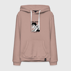Толстовка-худи хлопковая мужская Ван-Пис, Луффи Luffy, цвет: пыльно-розовый