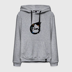 Толстовка-худи хлопковая мужская Обнимашки волк и кошка, цвет: меланж