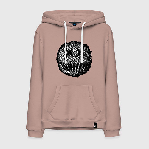 Мужская толстовка-худи Жуткая рожица пиксельная / Пыльно-розовый – фото 1