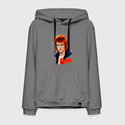 Толстовка-худи хлопковая мужская David Bowie Blue Jacket, цвет: серый