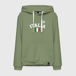 Толстовка-худи хлопковая мужская Футбол Италия, цвет: авокадо