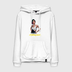 Толстовка-худи хлопковая мужская Cyberpunk 2077 - Judy, цвет: белый