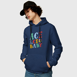 Толстовка-худи хлопковая мужская Ace Ace Baby, цвет: тёмно-синий — фото 2
