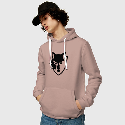 Мужская толстовка-худи Wolf Emblem / Пыльно-розовый – фото 3