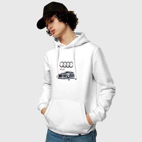 Мужская толстовка-худи Audi Germany Car / Белый – фото 3