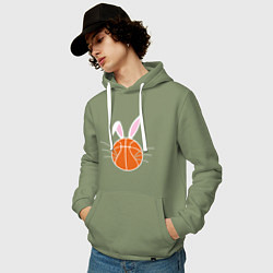 Толстовка-худи хлопковая мужская Basketball Bunny, цвет: авокадо — фото 2