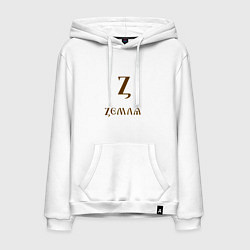 Толстовка-худи хлопковая мужская Буква кириллицы Z- земля, цвет: белый