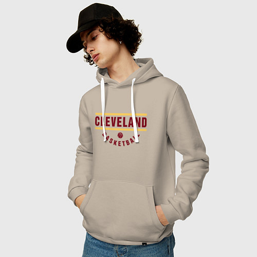 Мужская толстовка-худи Cleveland - Basketball / Миндальный – фото 3