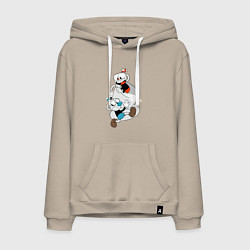 Толстовка-худи хлопковая мужская Чашки Cuphead, цвет: миндальный