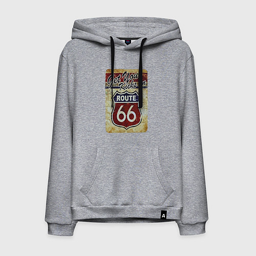 Мужская толстовка-худи Получи удовольствие от трассы 66! / Меланж – фото 1