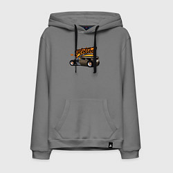 Толстовка-худи хлопковая мужская Classic retro car, цвет: серый