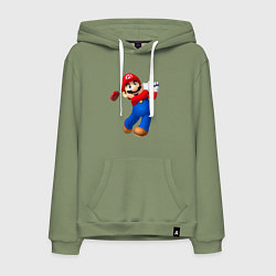 Толстовка-худи хлопковая мужская Марио - крутейший гольфист Super Mario, цвет: авокадо