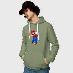 Толстовка-худи хлопковая мужская Марио - крутейший гольфист Super Mario, цвет: авокадо — фото 2