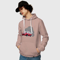 Толстовка-худи хлопковая мужская Alfa Romeo Calmaction, цвет: пыльно-розовый — фото 2