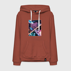 Толстовка-худи хлопковая мужская Джотаро Куджо из ДжоДжо, цвет: кирпичный